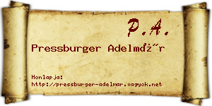 Pressburger Adelmár névjegykártya